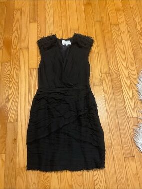 Black Sleeveless Textured V-Neck Dress